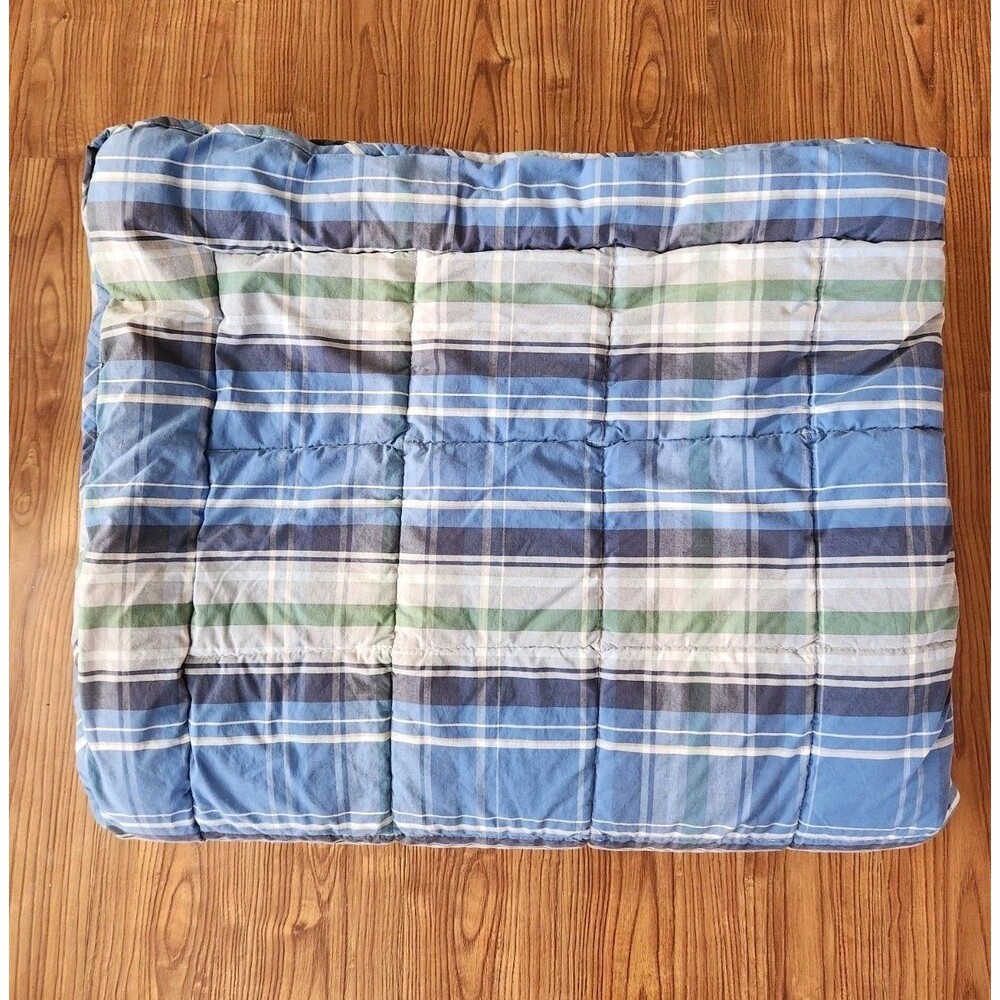 Vintage LL Bean Plaid Comforter Bedding Blanket 107x96 Inches King size Flaws Se